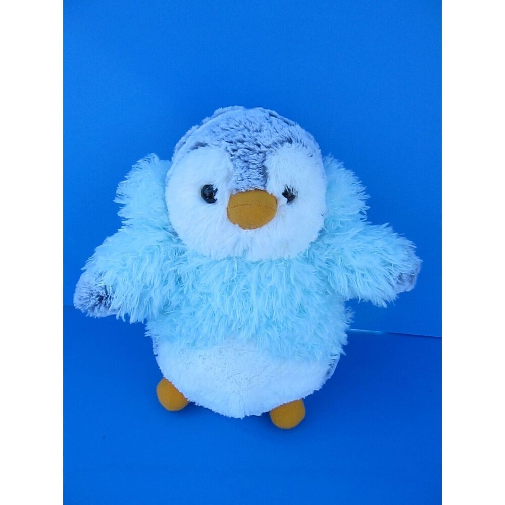 Aurora Pom Pom Penguin Panache Plush 9" Blue/ Green Teal Coat Stuffed Animal